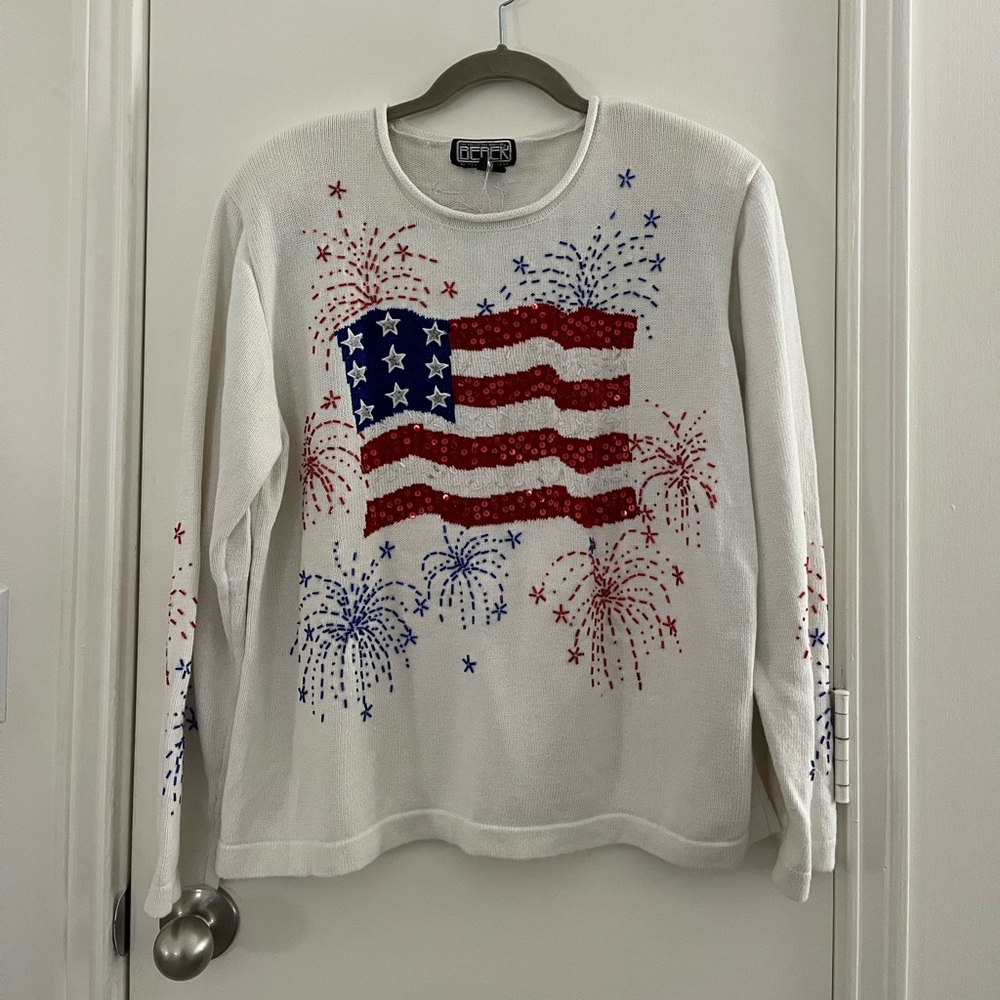 Vintage USA beaded sequin ivory sweater. Fits like women’s large.